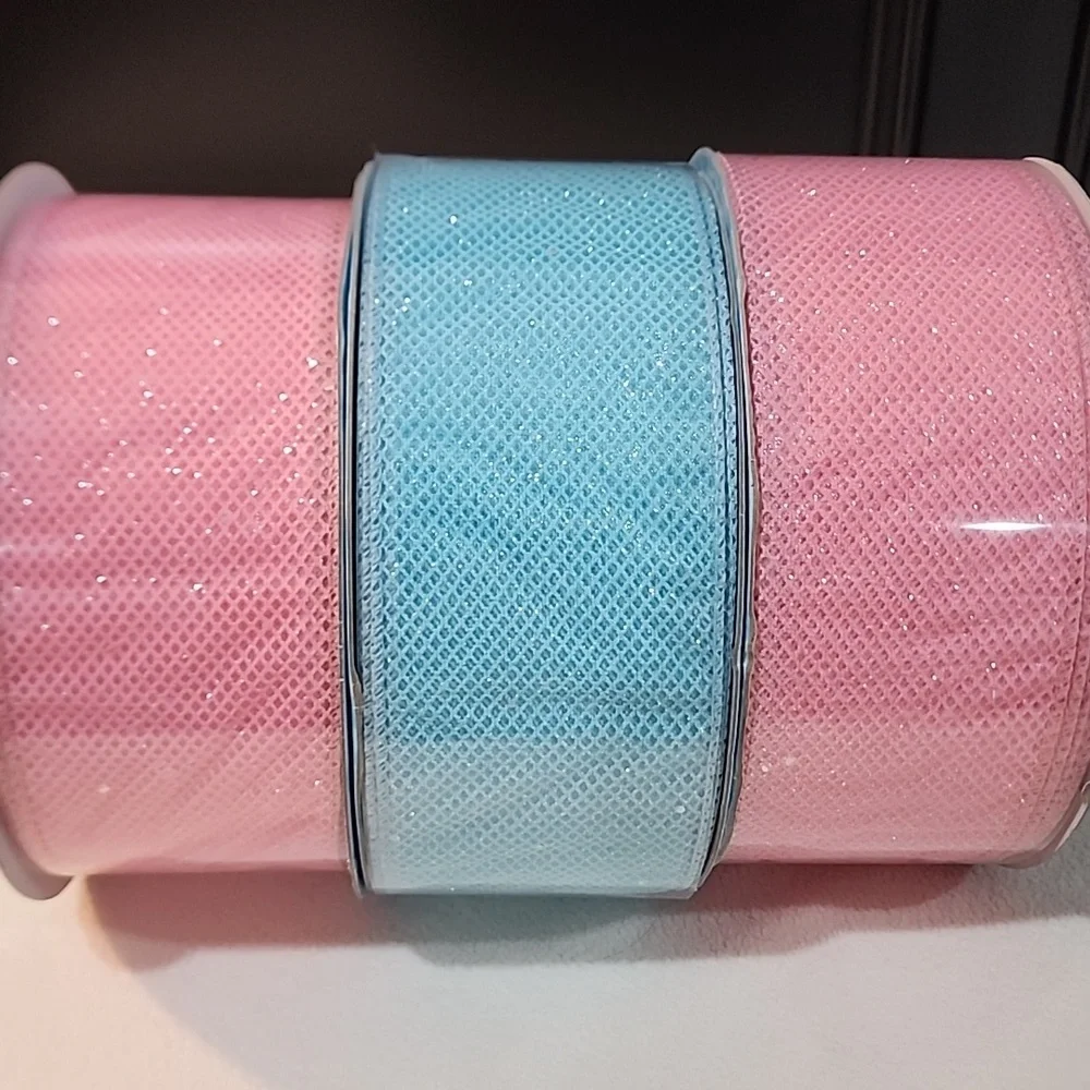 NEW 3 Rolls Mermaid Sparkle Kirkland Wire-edged Ribbon, 150 yds total